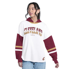 Cleveland Cavaliers G-III 4Her by Carl Banks Women's Key Player Oversized Hooded Long Sleeve T-Shirt White/Wine - NBA