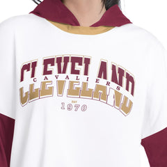Cleveland Cavaliers G-III 4Her by Carl Banks Women's Key Player Oversized Hooded Long Sleeve T-Shirt White/Wine - NBA