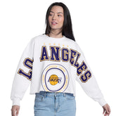 Los Angeles Lakers G-III 4Her by Carl Banks Women's Bleachers Cropped French Terry Sweatshirt White - NBA