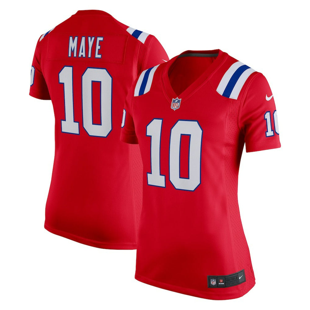 Drake Maye New England Patriots Women's Alternate Game Jersey Red | Nike for Sale