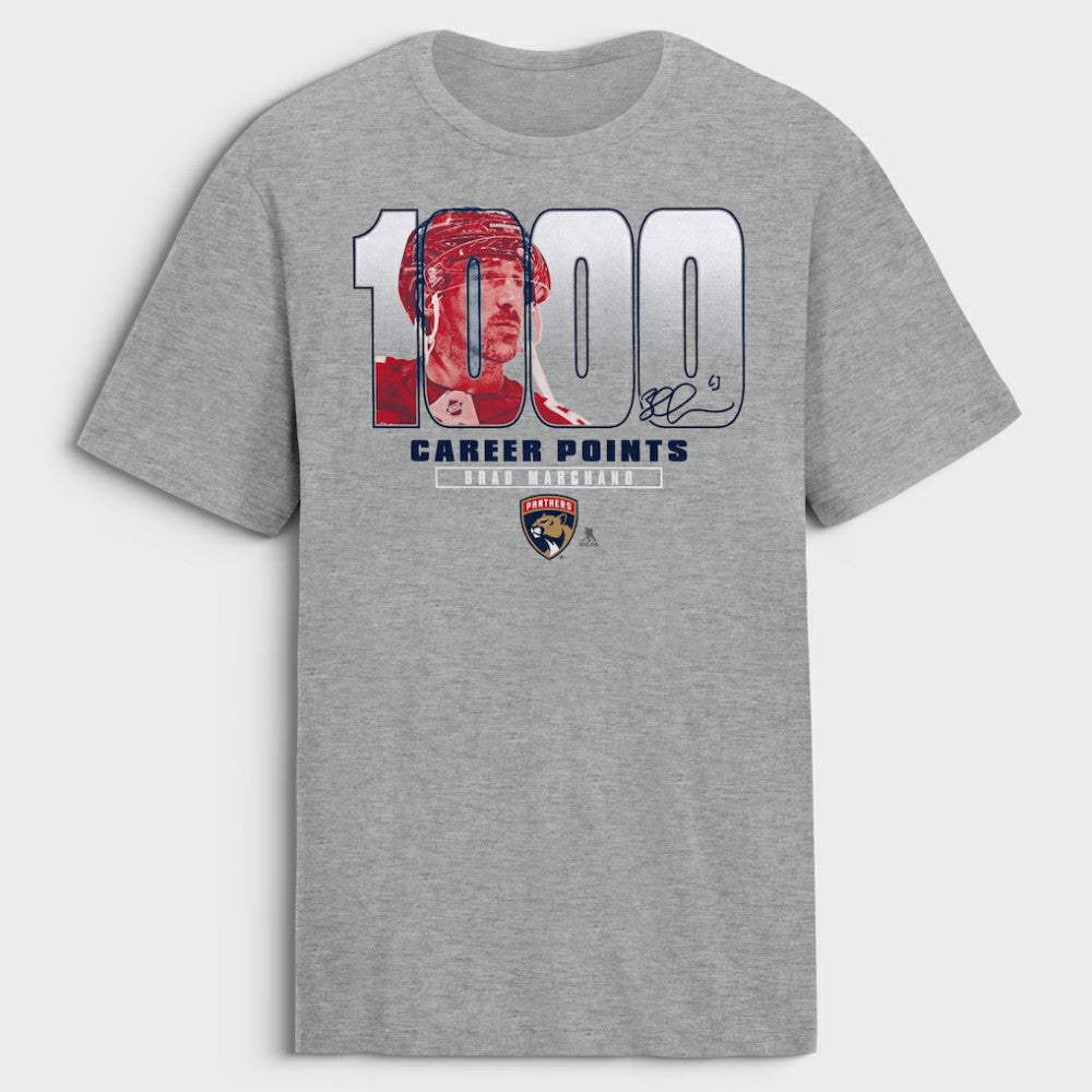 Brad Marchand Florida Panthers 1,000 Career Points Legacy T-Shirt - Gray - NHL