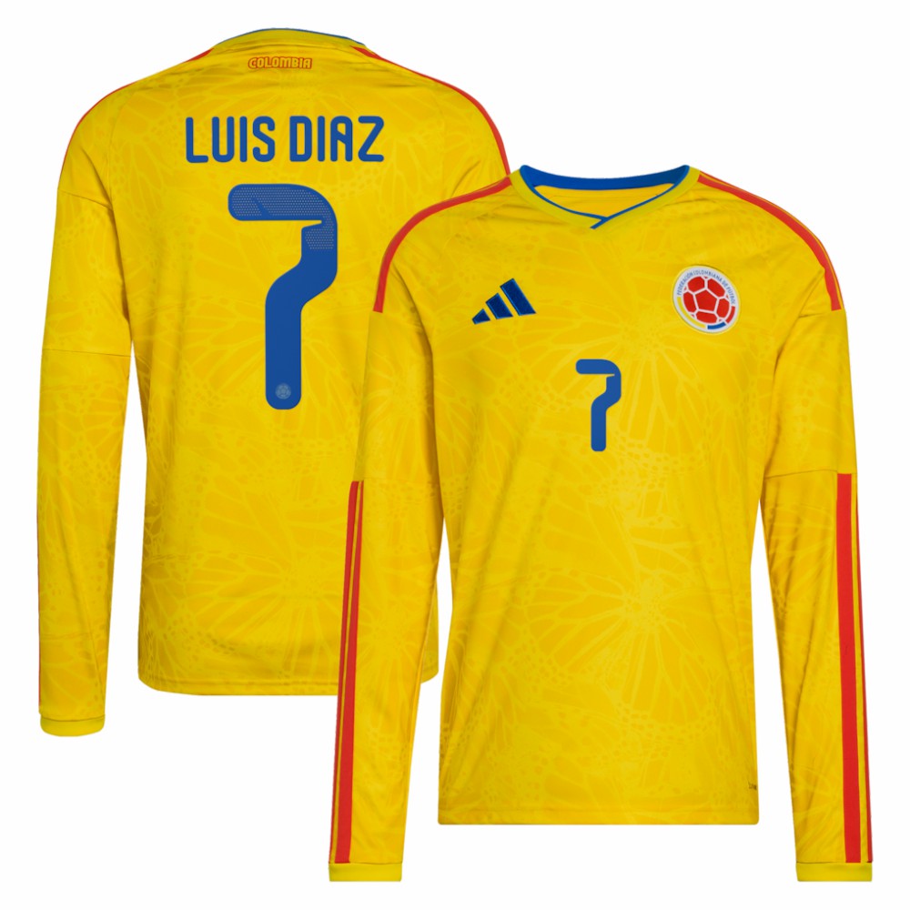 Luis Diaz Colombia National Team 2026 Home Replica Long Sleeve Jersey Yellow | Adidas discount