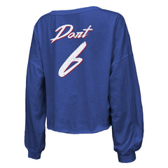 Jaxson Dart New York Giants Majestic Threads Women's Script Name & Number Long Sleeve T-Shirt Royal | NFL