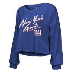 Cam Skattebo New York Giants Majestic Threads Women's Script Name & Number Long Sleeve T-Shirt Royal | NFL