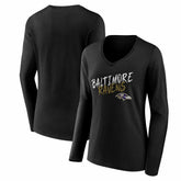 Baltimore Ravens Women's Hustle Long Sleeve V-Neck T-Shirt Black | NFL
