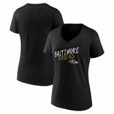 Baltimore Ravens Women's Hustle V-Neck T-Shirt Black | NFL