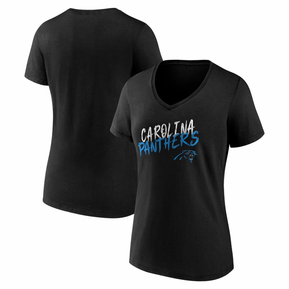 Carolina Panthers Women's Hustle V-Neck T-Shirt Black | NFL