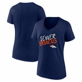 Denver Broncos Women's Hustle V-Neck T-Shirt Navy | NFL