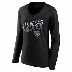 Las Vegas Raiders Women's Hustle Long Sleeve V-Neck T-Shirt Black | NFL