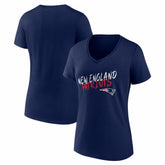 New England Patriots Women's Hustle V-Neck T-Shirt Navy | NFL