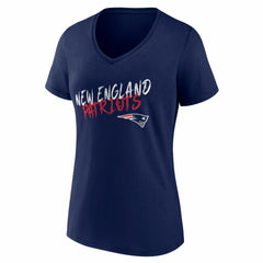 New England Patriots Women's Hustle V-Neck T-Shirt Navy | NFL