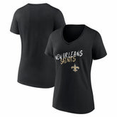 New Orleans Saints Women's Hustle V-Neck T-Shirt Black | NFL