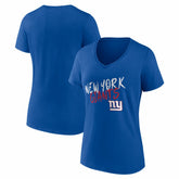 New York Giants Women's Hustle V-Neck T-Shirt Royal | NFL