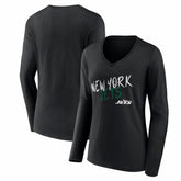 New York Jets Women's Hustle Long Sleeve V-Neck T-Shirt Black | NFL