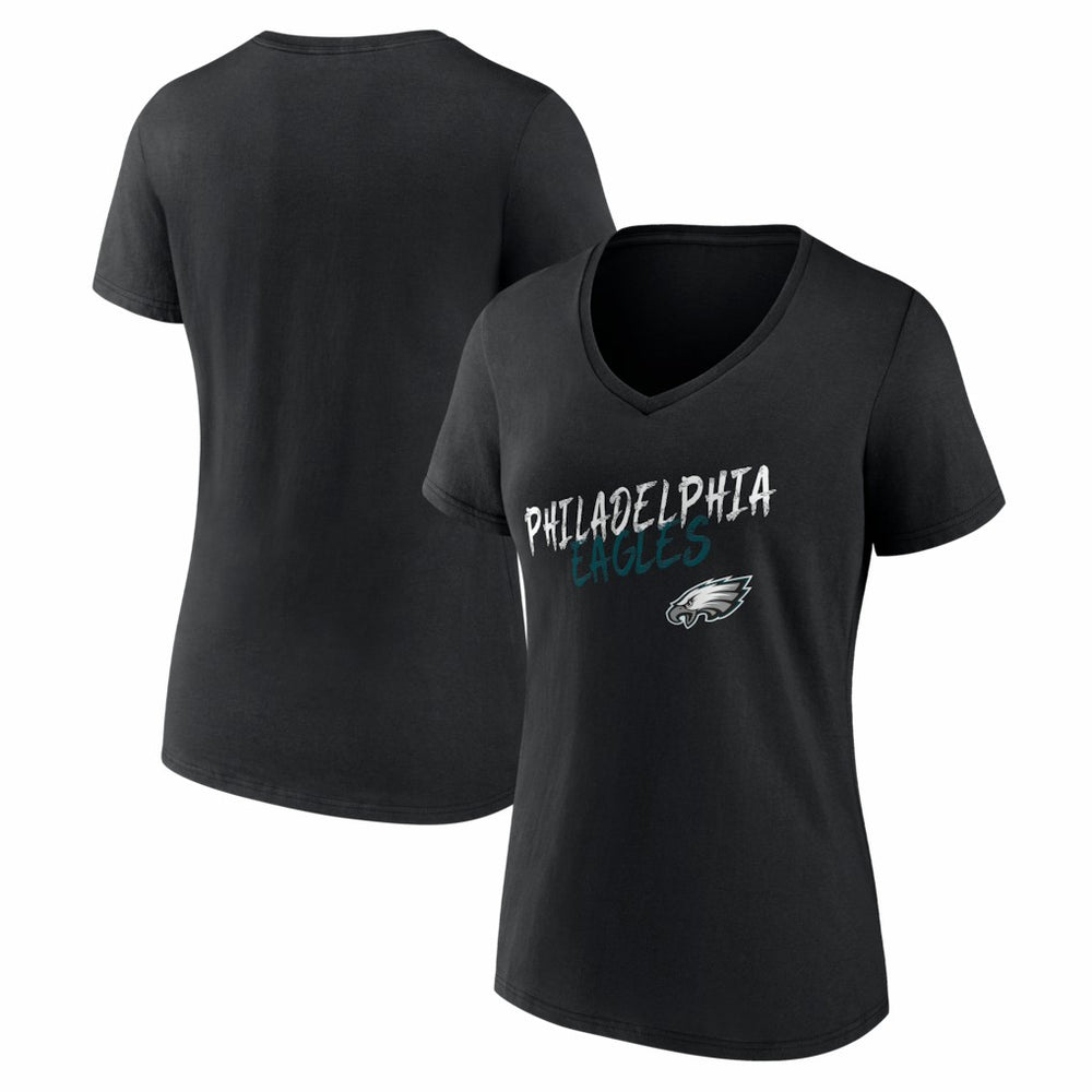 Philadelphia Eagles Women's Hustle V-Neck T-Shirt Black | NFL