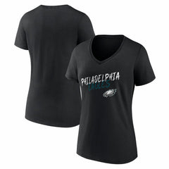 Philadelphia Eagles Women's Hustle V-Neck T-Shirt Black | NFL