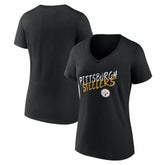 Pittsburgh Steelers Women's Hustle V-Neck T-Shirt Black | NFL