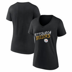Pittsburgh Steelers Women's Hustle V-Neck T-Shirt Black | NFL