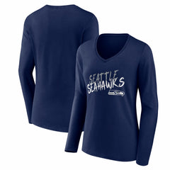 Seattle Seahawks Women's Hustle Long Sleeve V-Neck T-Shirt College Navy | NFL