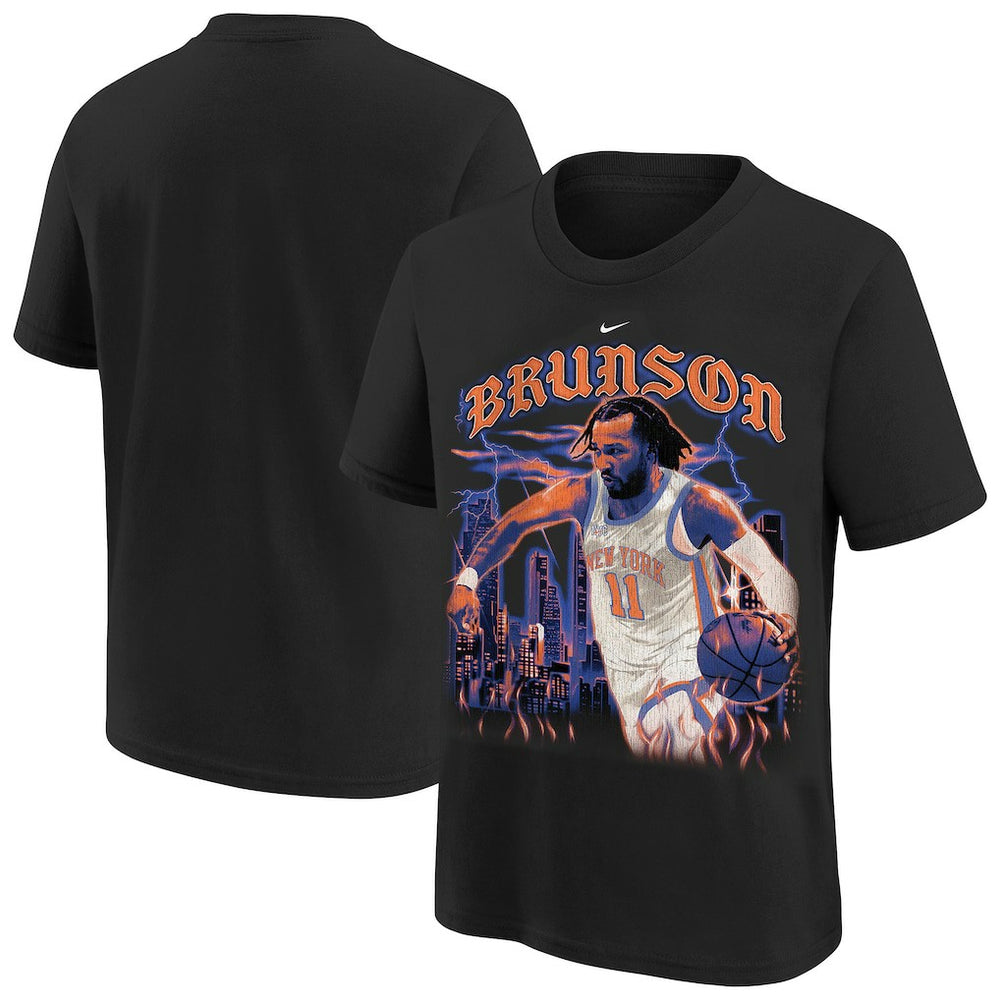 Jalen Brunson New York Knicks Youth City Edition Player T-Shirt Black - NBA