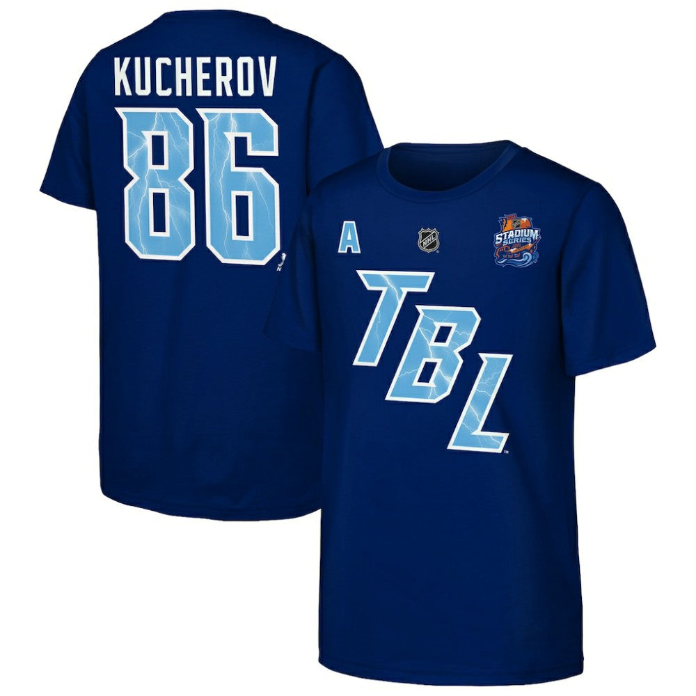 Nikita Kucherov Tampa Bay Lightning Fanatics Youth Alternate Captain 2026 Stadium Series T-Shirt - Blue - NHL