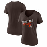 Cleveland Browns Women's Hustle V-Neck T-Shirt Brown | NFL