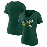 Green Bay Packers Women's Hustle V-Neck T-Shirt Green | NFL