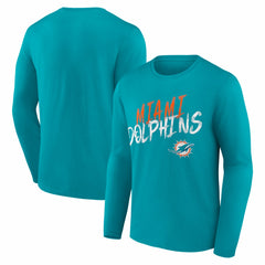 Miami Dolphins Hustle Long Sleeve T-Shirt Aqua | NFL