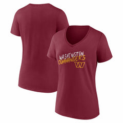 Washington Commanders Women's Hustle V-Neck T-Shirt Burgundy | NFL