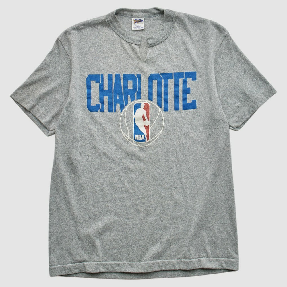 Charlotte Hornets Trench 90s T-shirt Heather Gray Vintage - NBA