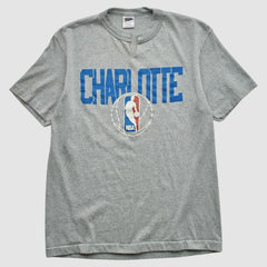 Charlotte Hornets Trench 90s T-shirt Heather Gray Vintage - NBA
