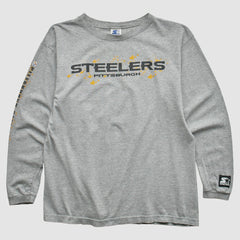 Pittsburgh Steelers Starter 90s Long Sleeve T-shirt Heather Gray Vintage | Fanatics