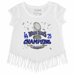 Los Angeles Dodgers Tiny Turnip Girls Youth 2025 World Series Champions Parade Fringe T-Shirt - MLB