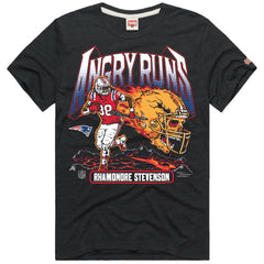 Rhamondre Stevenson New England Patriots Homage Unisex Angry Runs Player Graphic Tri-Blend T-Shirt Charcoal | NFL