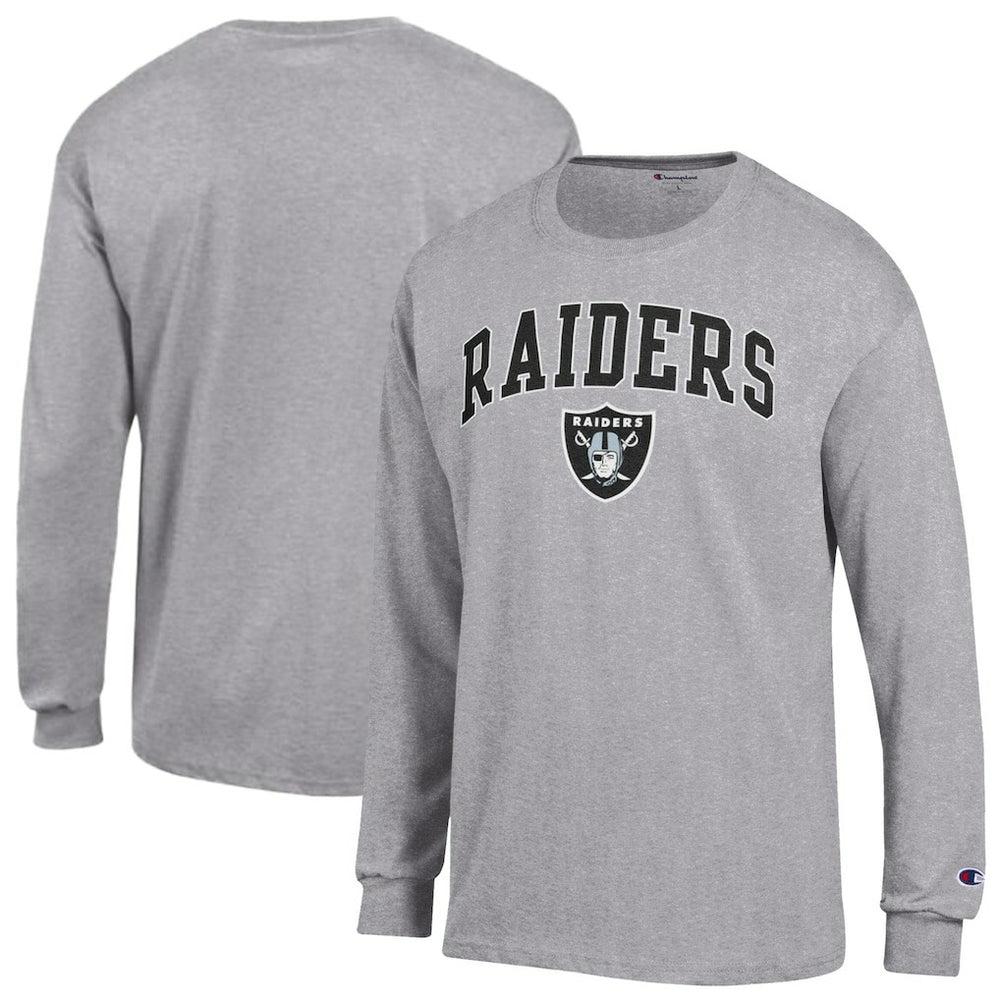 Las Vegas Raiders Champion Arch Over Logo Long Sleeve T-Shirt Gray | NFL