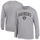 Las Vegas Raiders Champion Arch Over Logo Long Sleeve T-Shirt Gray | NFL