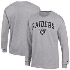 Las Vegas Raiders Champion Arch Over Logo Long Sleeve T-Shirt Gray | NFL