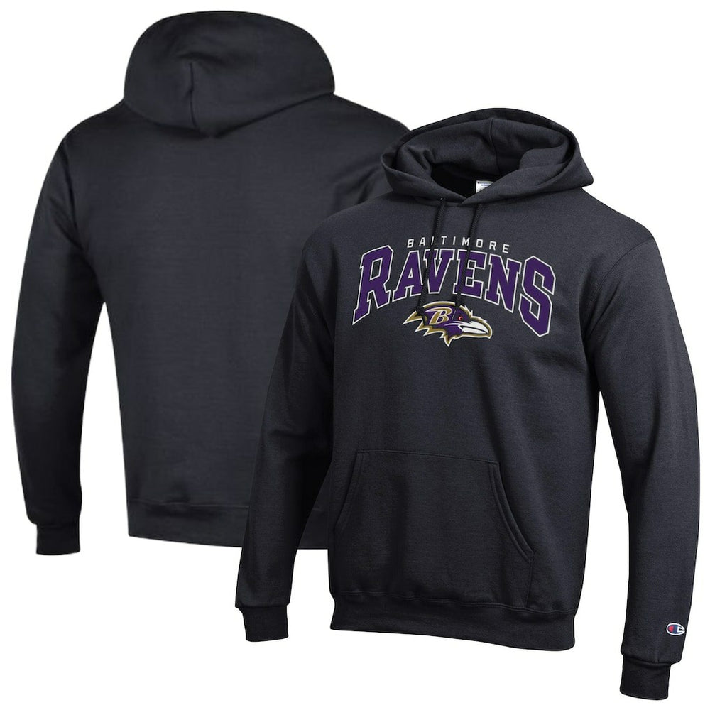 Baltimore Ravens Champion Powerblend Arch over Logo Hoodie Black | NFL