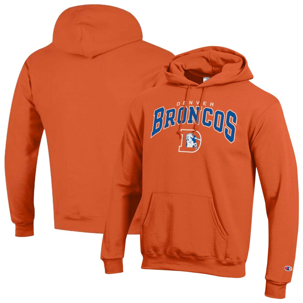 Denver Broncos Champion Powerblend Arch over Logo Hoodie Orange | NFL