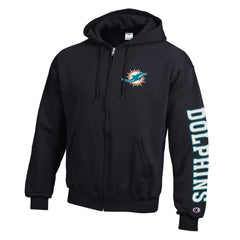 Miami Dolphins Champion Powerblend Fleece Full-Zip Hoodie Black | NFL