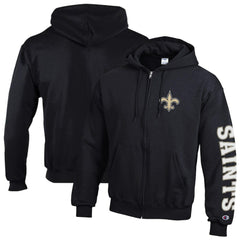 New Orleans Saints Champion Powerblend Fleece Full-Zip Hoodie Black | NFL