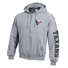 Houston Texans Champion Powerblend Fleece Full-Zip Hoodie Heather Gray | NFL