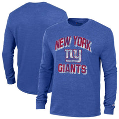 New York Giants Champion Ultimate Tri-Blend Long Sleeve T-Shirt Heather Royal | NFL