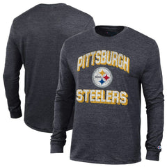 Pittsburgh Steelers Champion Ultimate Tri-Blend Long Sleeve T-Shirt Heather Black | NFL