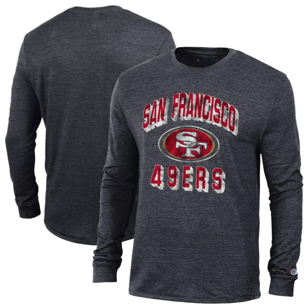 San Francisco 49ers Champion Ultimate Tri-Blend Long Sleeve T-Shirt Heather Black | NFL