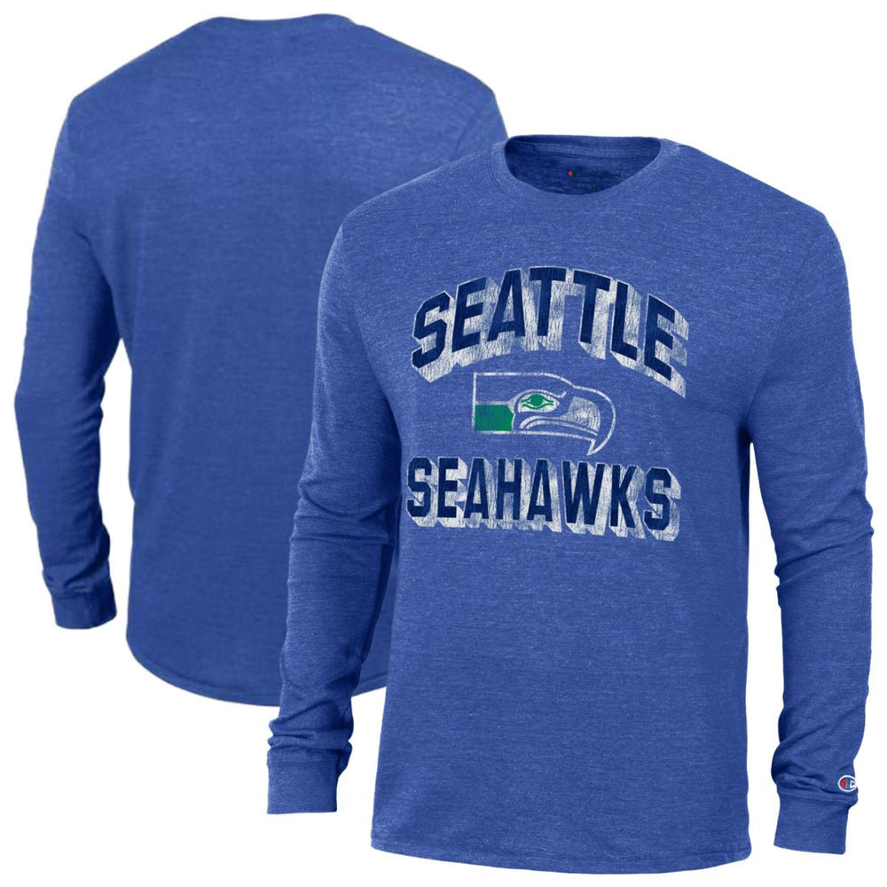 Seattle Seahawks Champion Ultimate Tri-Blend Long Sleeve T-Shirt Heather Royal | NFL
