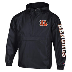 Cincinnati Bengals Champion Packable Windbreaker Half-Zip Jacket Black | NFL