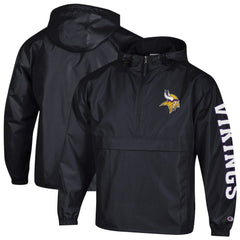 Minnesota Vikings Champion Packable Windbreaker Half-Zip Jacket Black | NFL