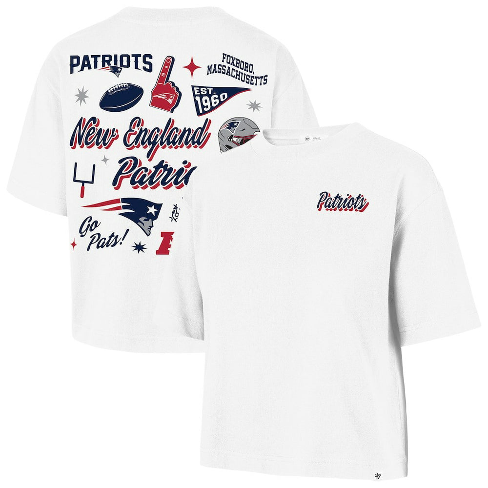New England Patriots '47 Women's Collage Script Reed City T-Shirt White | 47 brand