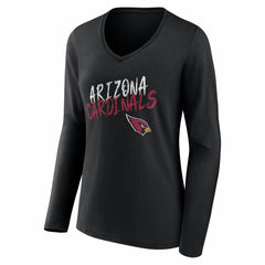 Arizona Cardinals Women's Hustle Personalized Name & Number Long Sleeve V-Neck T-Shirt Black | NFL